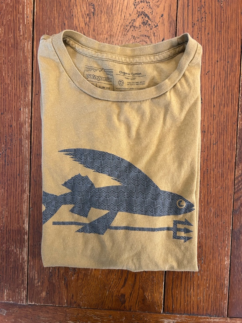 Patagonia Tan Tee Graphic Fish Tee in Tan Gray Print Organic Cotton Small Men’s - Picture 6 of 6